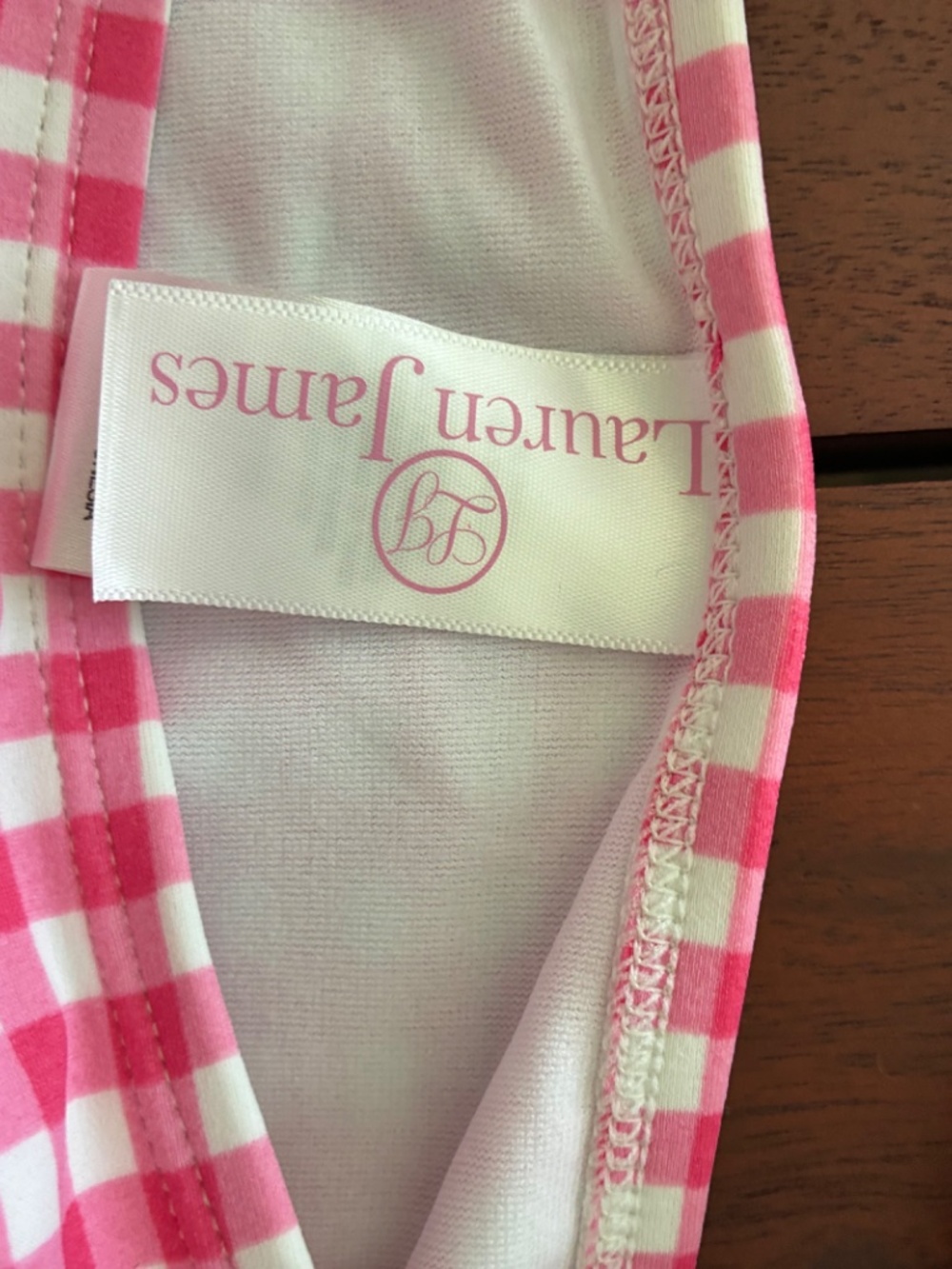 Lauren James pink gingham two piece bikini swimsuit L - Picture 6 of 14
